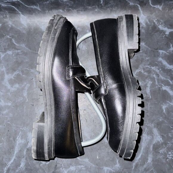 Madewell The Bradley Lugsole Loafer Shoe Black Leather Platform Women Size 9 - Picture 5 of 9